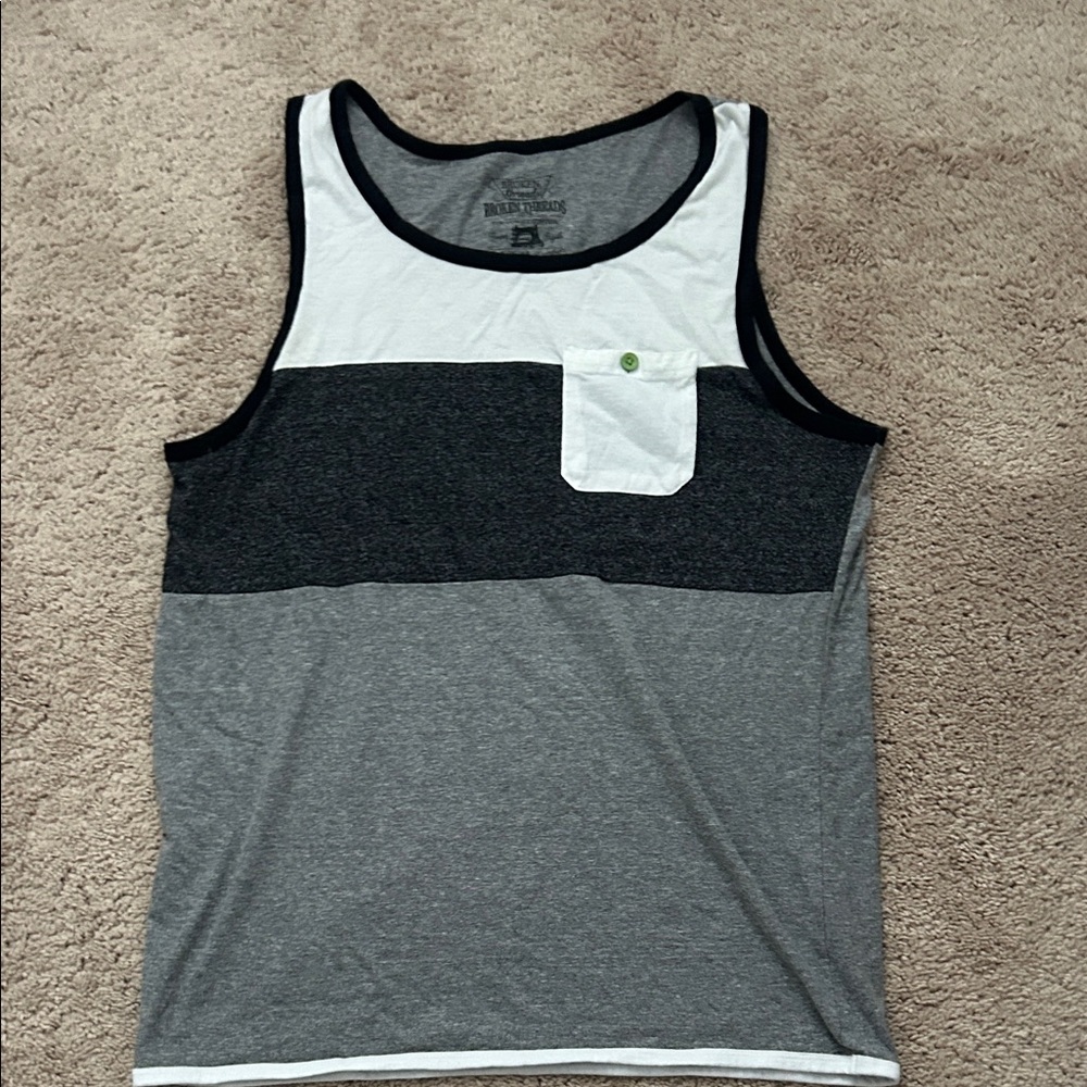 Men's Tri-Tone Pocket Tank Top - Gray, Charcoal & White